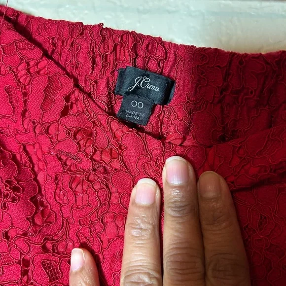 J. Crew Vibrant Red Lace Garment SIZE 00 - Picture 5 of 12